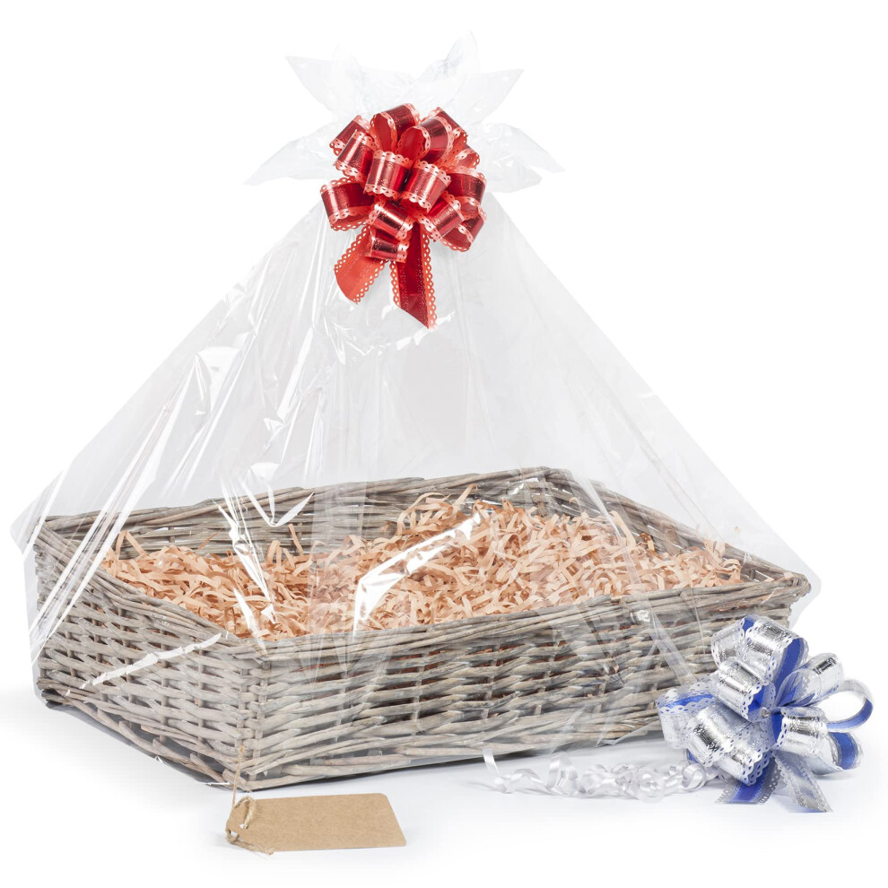 Woodluv Create Your Own - Wicker Gift Hamper Basket Kit Christmas Presents, Christening, Wedding, Baby Shower Or Birthday Gift - Grey 5051221906744