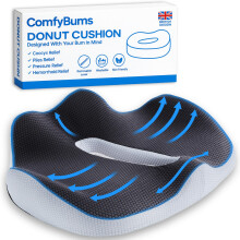 ComfyBums Hemorrhoid Donut Cushion For Coccyx, Tailbone, Piles Orthopaedic Pressure Relief - Memory Foam Pillow For Office Chair Seat Ring Cushions -