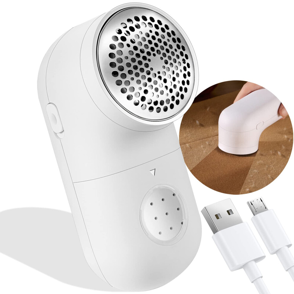 Garstor White Fabric Shaver, Electric Lint Remover, Usb Rechargeable Wool Defuzzer, Cordless Sweater Shaver, Debobbler For Clothes (2.0 Pro,)