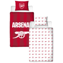 Arsenal FC Official Single Duvet Cover Set, Lightning Design | Red Reversible 2 Sided Football Bedding Cover Official Merchandise Including Matching