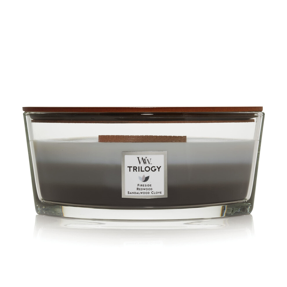 Woodwick Ellipse Trilogy Scented Candle | Warm Woods | With Crackling Wick | Burn Time: Up To 50 Hours