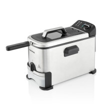 Morphy Richards Filter Pro Stainless Steel 3L Deep Fat Fryer, Detachable Basket Handle, Self-cleaning Oil Filtration System, Viewing Window, Variable