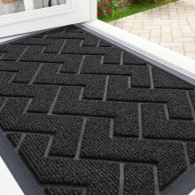 smiry Door Mat, Non Slip Heavy Duty Doormat, Dirt Trapper Washable Door Matts Indoor Outdoor, Easy Clean Rubber Backed Floor Mat for Entrance, Patio