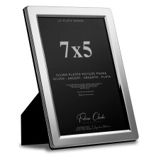 Silver Plated Photo Frame Picture Frame Plain Satin Finish and Tarnish Protected for Wedding Picture or Family Photos (7x5)