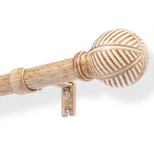 DEFYNEE Wood Effect Curtain Pole Extendable 76-152cm - 25mm Metal Core with Imitation Wood Grain, Extendable Rod for Windows/Doors, Brown