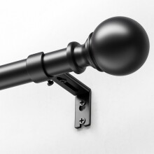 DEFYNEE Curtain Poles, 80 to 305 cm Matt Black Curtain Pole for Eyelet Curtains 25mm Diameter Long Curtain Rod Extendable with Bracket for Door,