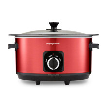 Morphy Richards Accents 6.5L Sear & Stew Slow Cooker, Shatter Resistant Non Stick Aluminium Pot, Single Pot Cooking, 3 Heat Settings, Hob Proof, Glass