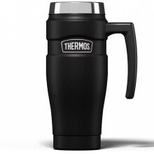 Thermos Stainless King Matt Black Travel Mug (470ml), Reusable Insulated Stainless Steel Coffee Cup for Hot or Cold Drinks, Vacuum Sealed Water Flask