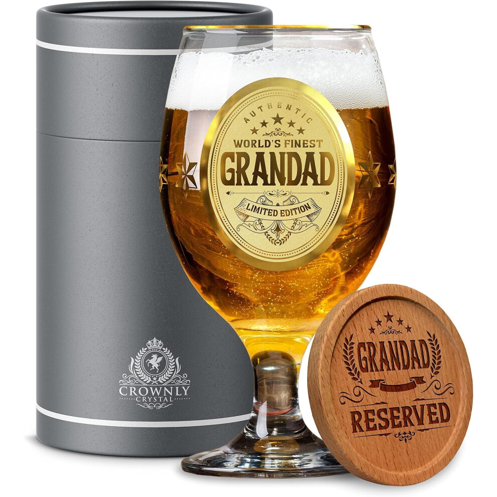 Crownly Crystal Crownly Crystal? Gold Grandad Gifts Best Personalised Beer Glass Gifts For Men Grandad Birthday Gifts From Grandchildren Beer Glasses