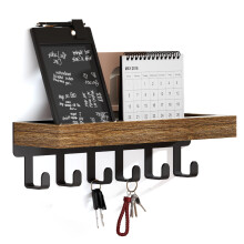 SWTYMIKI Key Holder with Wood Tray and 6 Hooks, Wall Mounted Key Racks, Key Hangers Home Decor Key Rack Mail Organizer for Hallway, Entryway, Bedroom,