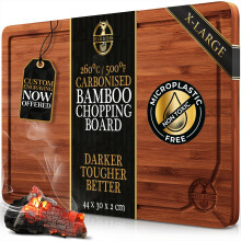 Deer & Oak X-Large Carbonised Cutting Board 44x30x2cm, Pre-Oiled Wooden Bamboo Chopping Board for Carving Meat, Fish, Vegetables, Fruits, Cheese,