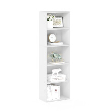 Furinno Luder Bookcase ? White Small Bookshelf & Shelf Unit, Compact Storage Organizer for Books & Decor, Easy Assembly, 5-Tier Design