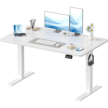 Devoko Electric Standing Desk 120x60cm Sit Stand Table Height Adjustable with Backpack Hook and Memory Smart Pannel, Home Office, White