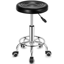 Rolling Adjustable Swivel Stool with Footrest, Height Adjustable PU Leather Chair for Salon, Office