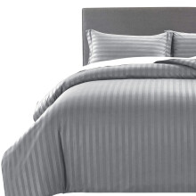 MOONLIGHT20015 King Size Duvet Cover Sets Reversible Stripes Satin Bedding Set with 2 Pillowcases Soft Hypoallergenic Duvet Covers (Grey 230x220)