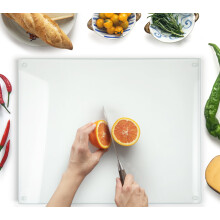 Kitchenville Glass Chopping Board, 50x40cm: Durable, Hygienic Tempered Glass Worktop Saver, Heat-Proof, Clear