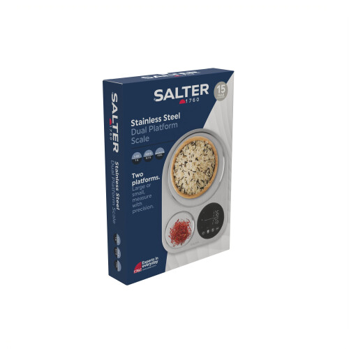 Salter Salter Dual Platform Scale ? Electronic Baking Scale, Stainless Steel, Large 5kg Platform, Small 500g Precision Platform, Tare Function, Liquid 2