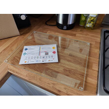 Kitchenville Glass Chopping Board 40x30cm : Tempered Glass Worktop Saver for Kitchens, Durable, Scratch-Resistant, Heat-Resistant Cutting Board -