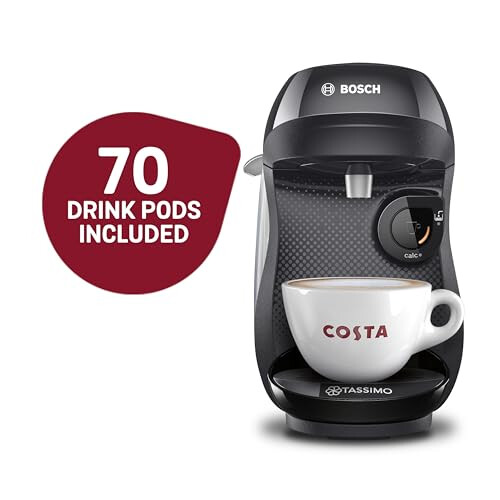 Tassimo Tassimo by Bosch Happy Friendly Pod Coffee Machine with 70 Drinks Value Starter Bundle, TAS102EGBC - Black 1