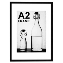 Pycisid A2 Picture Frame, A2 Black Frame with A3 Mount, 42x59.4cm Poster Frame with Wooden Effect, Wall Mounted