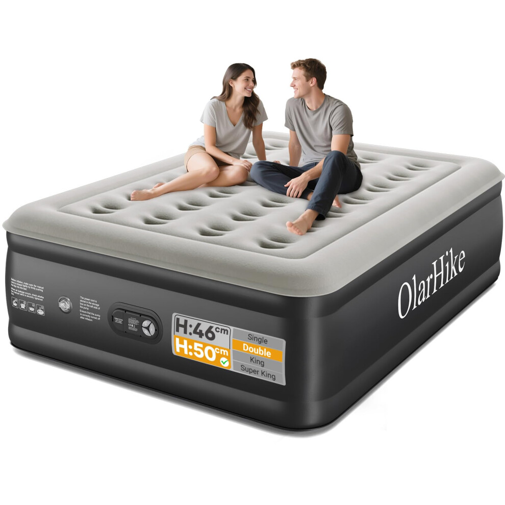 Olarhike Inflatable Mattress, Air Bed, Double Airbed With Built In Pump, Blow Up Mattress, Folding Guest Bed Self Inflating With Flocked Surface For