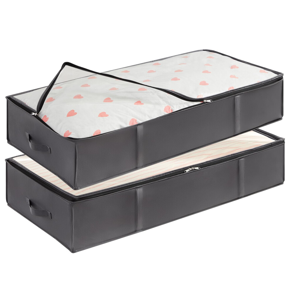 Lifewit 2 Pack 95L Under Bed Storage, Underbed Storage Boxes With Lid Clothes Storage Bag Wardrobe Storage Organiser With Reinforced Handle, Pvc