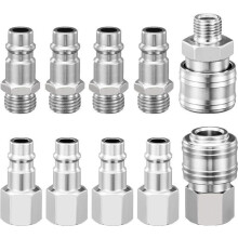 10 kpl 1/4" BSP-kompressoriliittimet, Quick Connect paineilmaliitin, 1/4" BSP Quick Connect letkuliitin urospuolinen naarasliitin