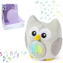 Baby Night Light with Sensor Activated by Cry, Soft Owl Sleep Light - Baby Gift, Plush Lullaby, White with 10 Sounds