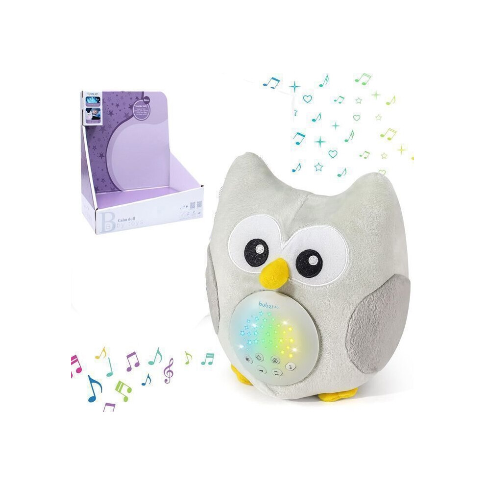 Aihontai Baby Night Light With Sensor Activated By Cry, Soft Owl Sleep Light - Baby Gift, Plush Lullaby, White With 10 Sounds