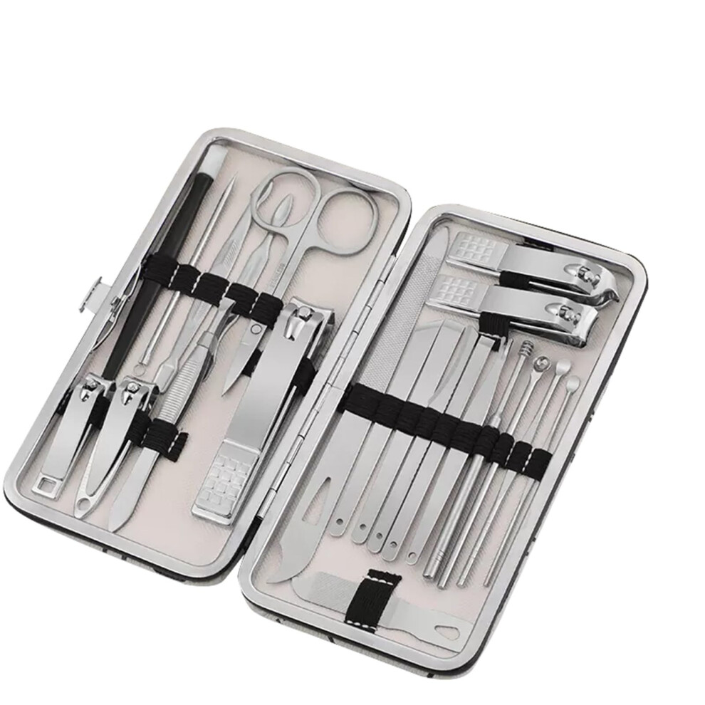 Beige Nail Clipper Set Stainless Steel Manicure Pedicure Kit For Travel And Home Grooming