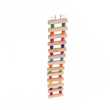 Træfugleklatrestige regnbue trappedesign kæledyrshængende stige med farverige perler fleksibel elastisk bøjelig stige til papegøje hamster