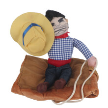 Disfraz para perro, disfraz para mascota, estilo vaquero, diseño humorístico con muñeco y bolsa de dinero, tela transpirable, tacto suave, correas
