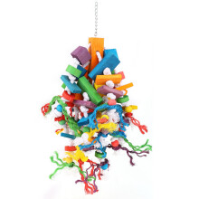 Foraging Toys Bird Chewing Toy Safe To Chew Brightly Colored Crinkly Paper Reduce Aggression Loneliness Natural Wood Parrot Cage Accessories Durable