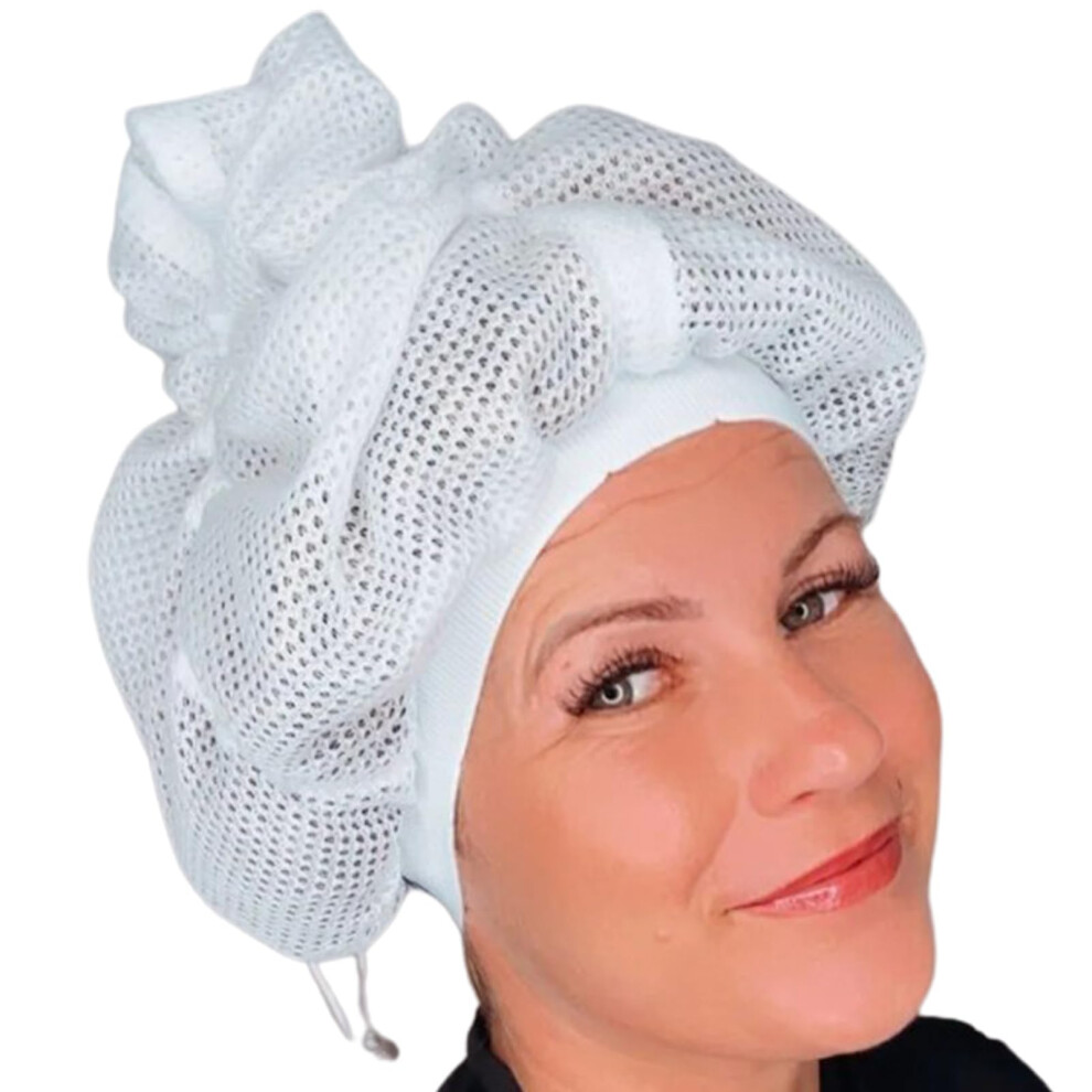 Mesh Hair Net Hair Drying Cap with Drawstring for Curly Hair, Adjustable Quick Drying Design