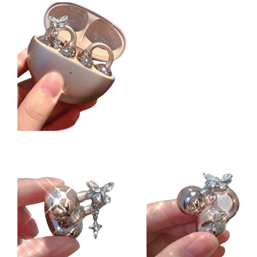 Clip d'oreille papillon en strass scintillants,-Célibataire 2