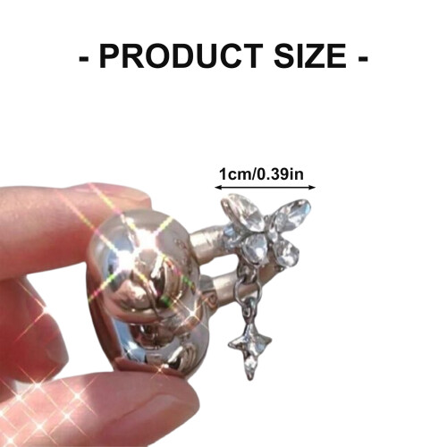 Clip d'oreille papillon en strass scintillants,-Célibataire 1