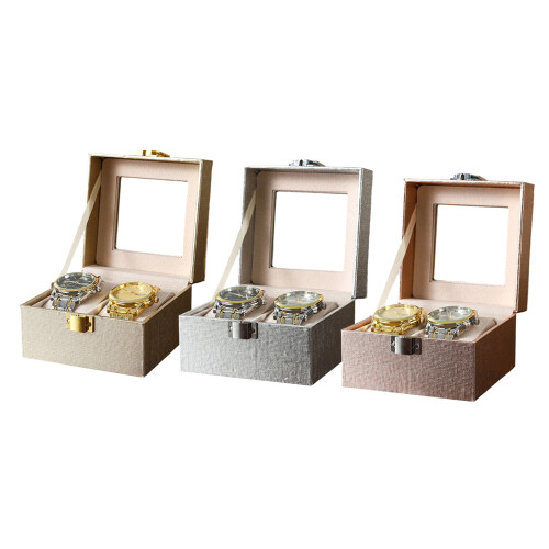 Elegant Stylish Watch Display Box Case Clear Lid Dust-Silver 1
