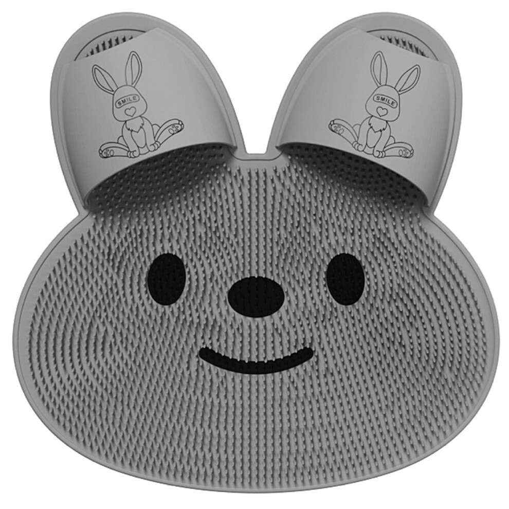 Foot Scrubber Mat with NonSlip Suction Base, Silicone Shower Foot Cleaner, Cute Rabbit Design