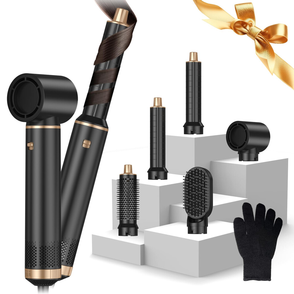 Hot Air Brush 5 in 1 Hair Dryer Brush Set with Negative Ion Frizz Control and Detachable Attachments