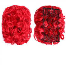 Messy Bun Hair Piece Red Synthetic Wavy Curly Bun for Women with Secure Claw Clip and Instant Volume Boost