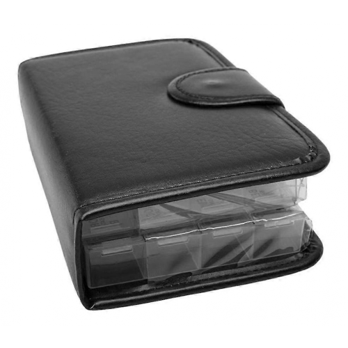 14-day pillbox/vitamin box, 28 compartments, high-quality double-sided white artificial leather pillbox (black). 2