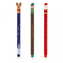 3-pack of erasable gel pens for Christmas, make mistakes disappear, Santa Claus and reindeer pattern erasable pens for children.