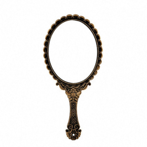 (Antique Brass)Portable Vintage Hand Held Face Mirror with Handle