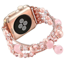 (Pinkes) Achatperlen-Armband, kompatibel mit Apple Watch Series 8 45 mm / Ultra 49 mm / Ultra 2 49 mm / Series