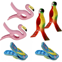 6 PiecesFlip Flop BocaClips Flamingo Beach Towel Clip Parrot Towel Holder Clothes Pegs Beach Towel Clip Towel Pin in Bright Color Jumbo Size