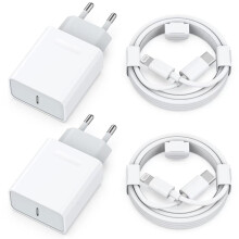 Carregador rápido de 25 W (branco) e cabo de carregamento compatível com iPhone 14/14 Plus/14 Pro/14 Pro Max/13 12 11 SE, pacote com 4 unida