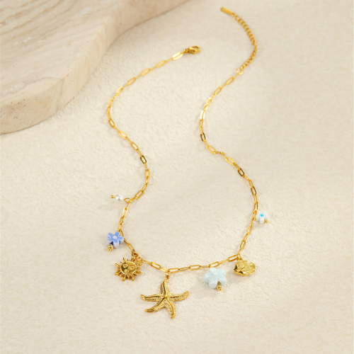 Χρυσό κολιέ με charm, συμβατό με γυναίκες, κολιέ choker με λευκά μαργαριτάρια, μενταγ 2