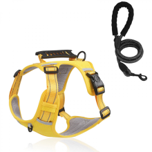 Breathable dog harness, reflective puppy safety vest with control handle - Yellow