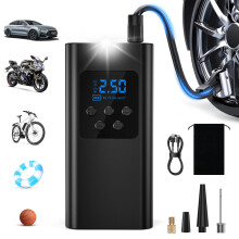(Black) Singphere Electric Air Pump Battery - Powerful 45 liters/minute battery compressor compatible with car, bicycle, and motorcycle air pumps.