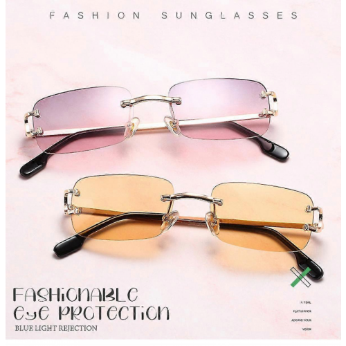 Γυαλιά ηλίου SHXX Vintage Rimless ορθογώνια με φιμέ φακούς, χρυσό μεταλλικό σκελετό, συμ 1